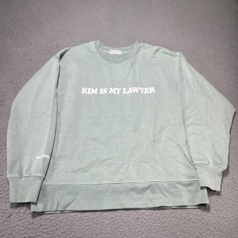Talentless Kim Is My Lawyer Sweatshirt Womens S/M Green Graphic Fleece‎ Crewneck